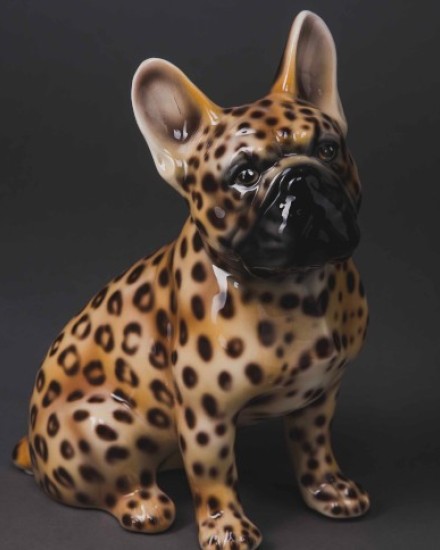 Bouledogue français peint comme Leopard
