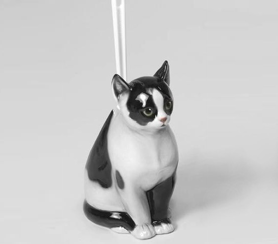 Ceramic cat brush holder
