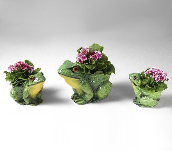 Set of 3 frogs vases