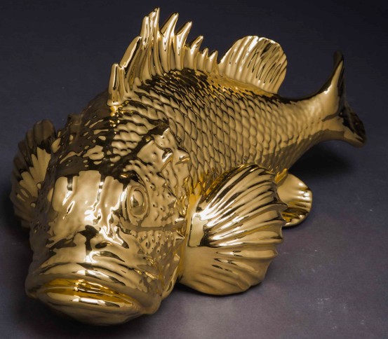 Ceramic Scorphaenus(Rock Fish) 42x20 cm.(golden)