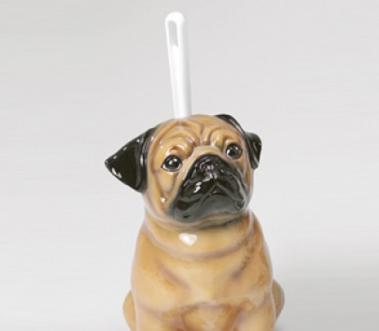 WC brush holder Pug dog