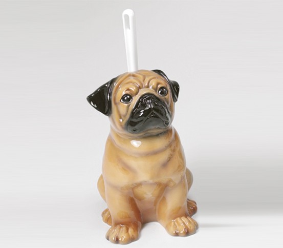 WC brush holder Pug dog